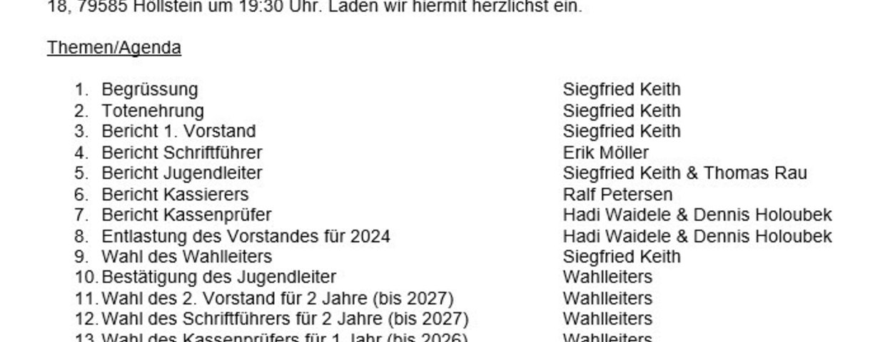Generalversammlung FC 2025